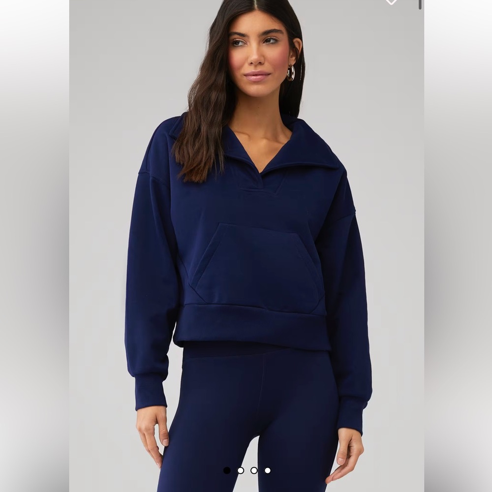 NWT Beyond Yoga  Street Smart Pullover Sweatshirt Blue L Loungewear Athleisure